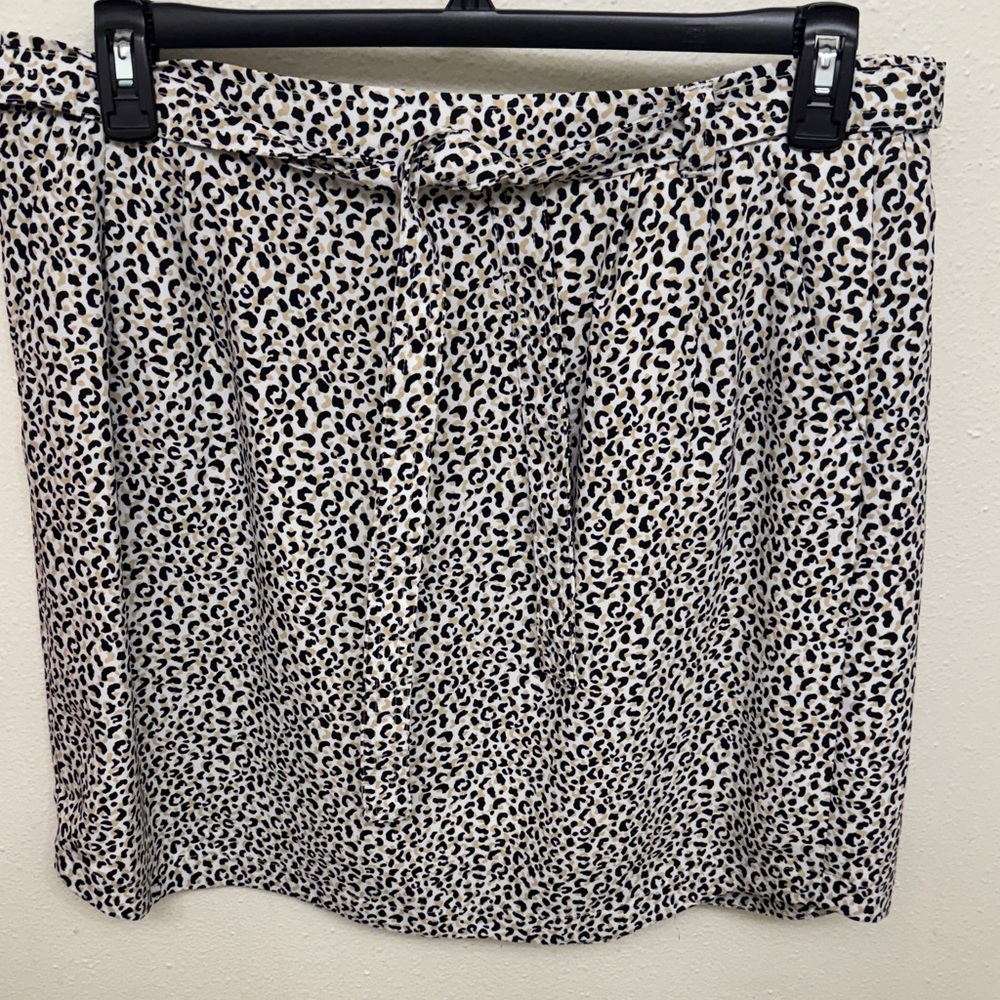 LOFT Black and White Leopard Mini Skirt